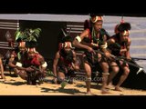 Konyak Naga the martial tribe performs at the Hornbill Fest