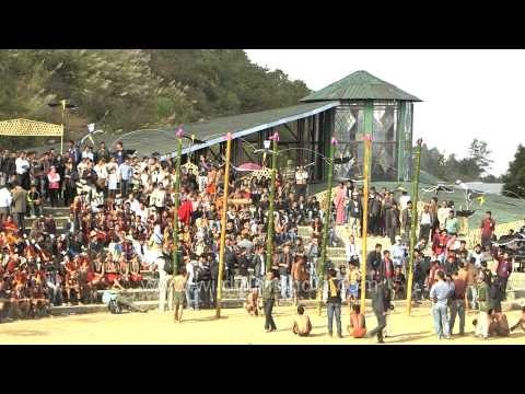 Aim to reach the top - Greased pole climbing competition, Nagaland