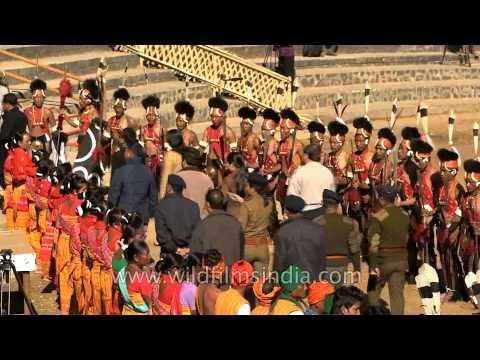 Tribals giving a warm welcome to the Guest at Hornbill Fest