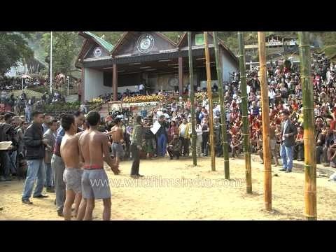 Greased pole climbing competition in Nagaland