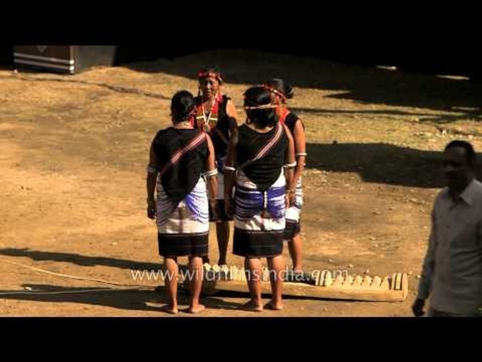 Pochury troupe  presenting a folk song at the Hornbill Festival
