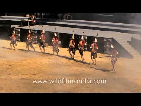 Phom warriors in action during Hornbill Festival