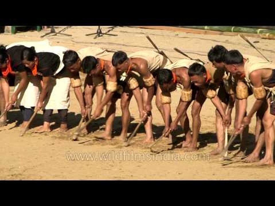Traditional Naga baskets and spears displayed at Cultural show