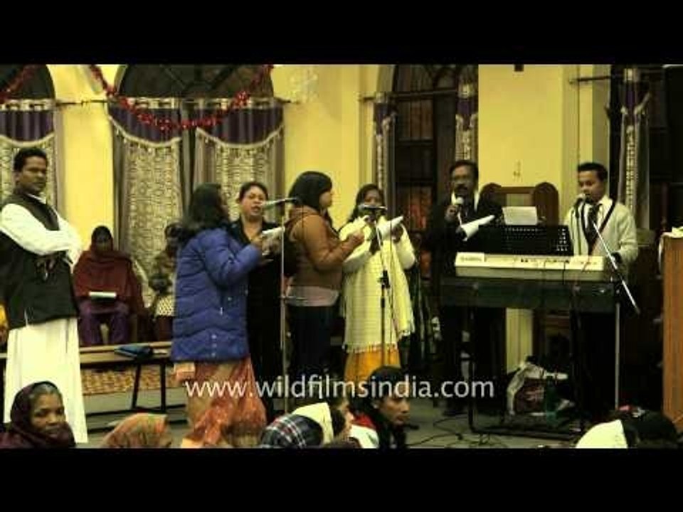 Church members presenting song