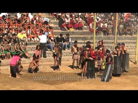 Yimchunger tribals presenting a drama at Hornbill Fest