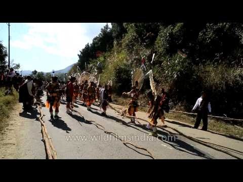 Angami tribe gets ready for stone-pulling