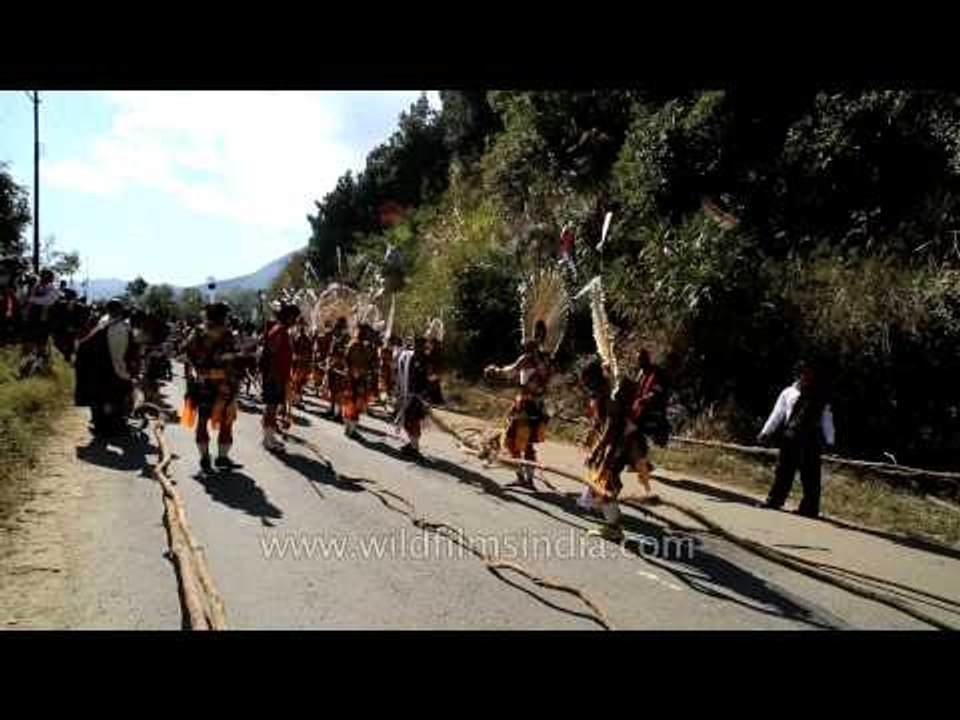 Angami tribe gets ready for stone-pulling