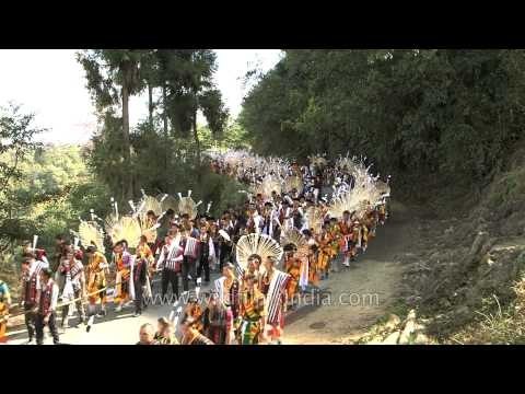 Angami tribe at traditional stone pulling