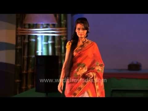 Model walks in gleaming Manipuri saree at fashion parade in Manipur
