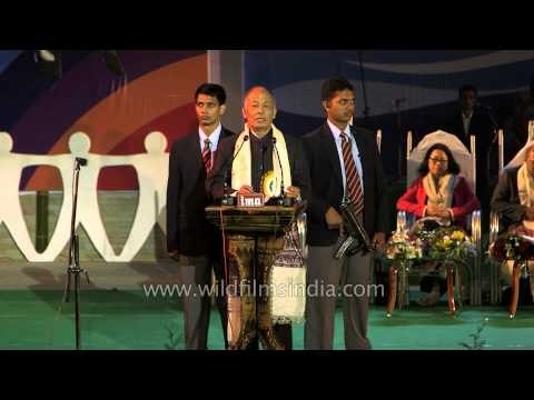 CM Ibobi Singh delivering speech at Sangai Fest 2013