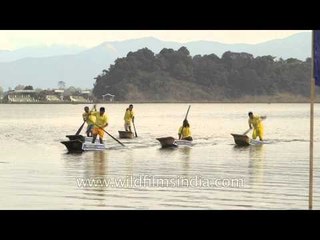 Winner crossing finishing line - Loktak Lake