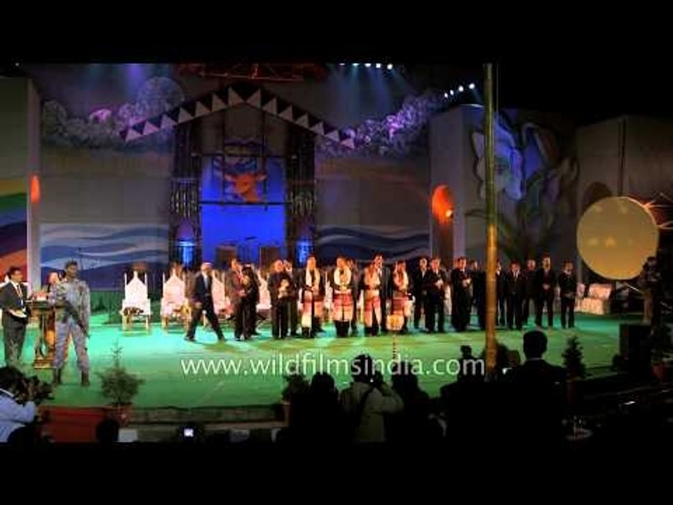 Releasing of Pigeons, a sign of peace : at Sangai fest