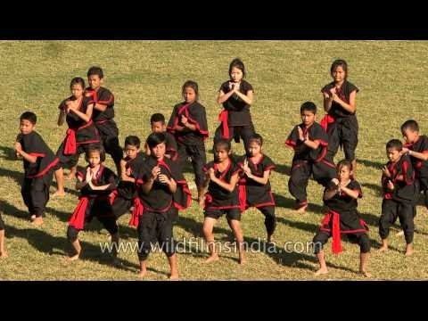 Tiny tots performing the martial arts at the Polo Ground Imphal