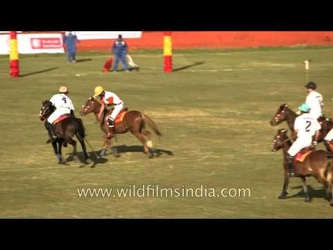 Hitting the ball for a score, Polo match - at Imphal
