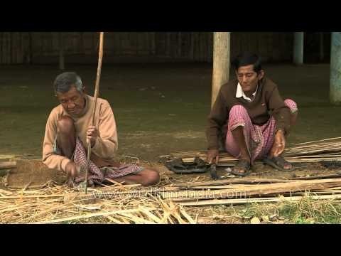 Old folks making bamboo items at Loktak Lake - Imphal
