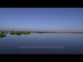 Merging of the sky and water of Loktak Lake of Manipur