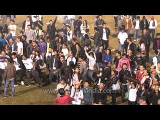 Crowd rejoicing the victory of Hmar FC