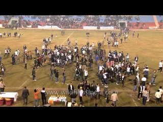 Crowd celebrating the victory of Hmar FC