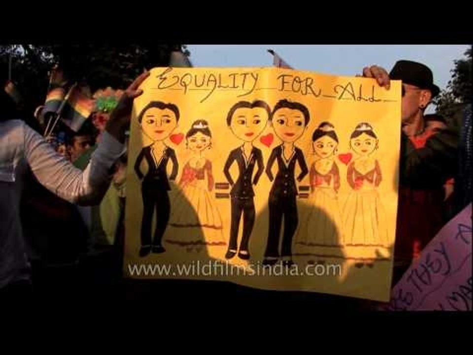 Supporters of LGBT raise placards and slogans