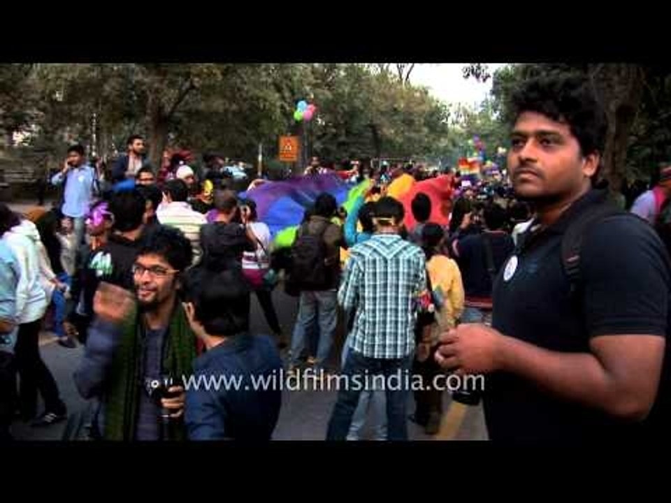 Rainbow flags and Baloons at Delhi Queer Pride 2013