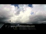 Timelapse of clouds over rooftops in Ziro, Arunachal Pradesh