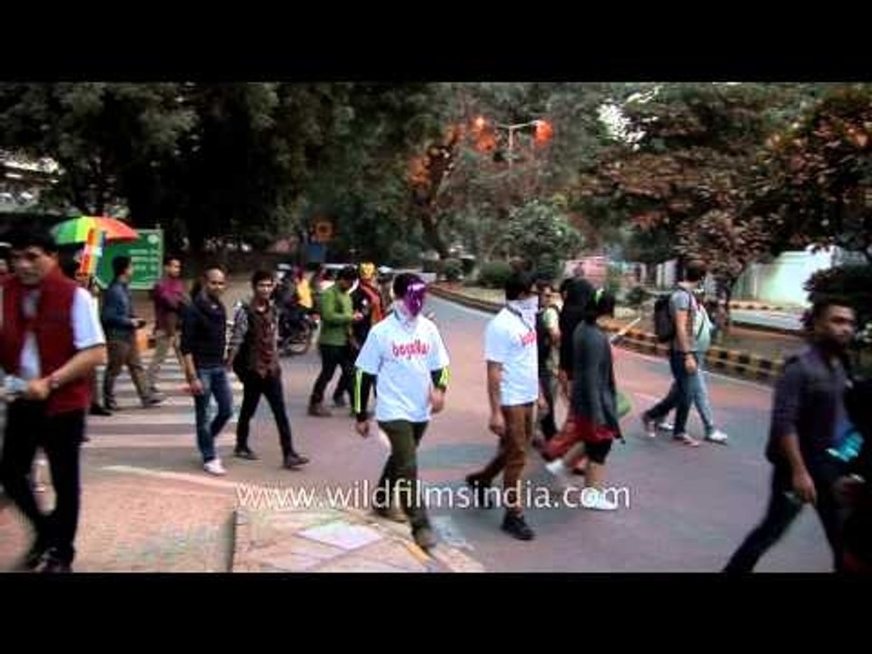 Procession of Delhi Queer Pride moving towards Janpath