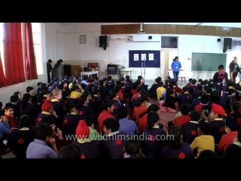 Students of The Shri Ram School wait patiently for Arjun Vajpai