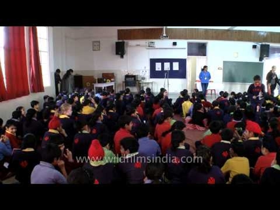 Students of The Shri Ram School wait patiently for Arjun Vajpai