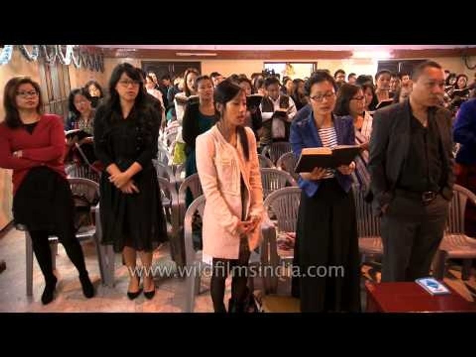 Members of Delhi Ao church hymning to their GOD