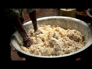 Preparing the dough: Kolkata durga puja