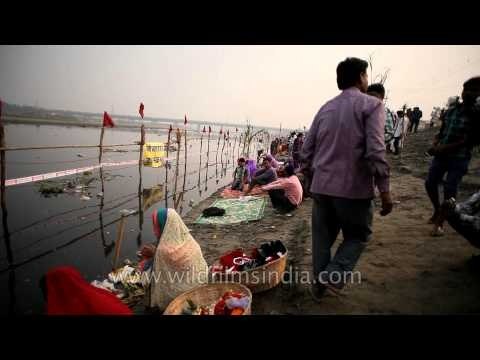 Devotees during Chhath Puja at Yamuna ghat, Delhi.
