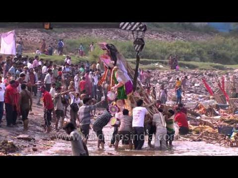 Durga idols immersion in Delhi: Yamuna banks