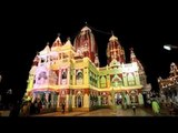 Birla Mandir decorated with colourful lights during Janmashtami in Delhi