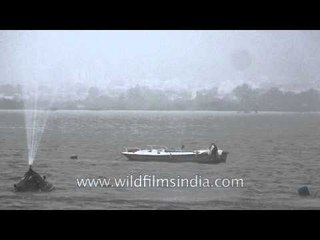 Picturesque Ana Sagar Lake with fountains