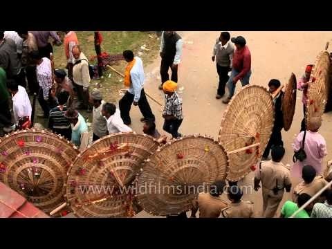 Participants with traditional shields at Devidhura Bagwal 2013