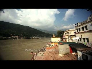 Clouds passing over Ganga river - time lapse
