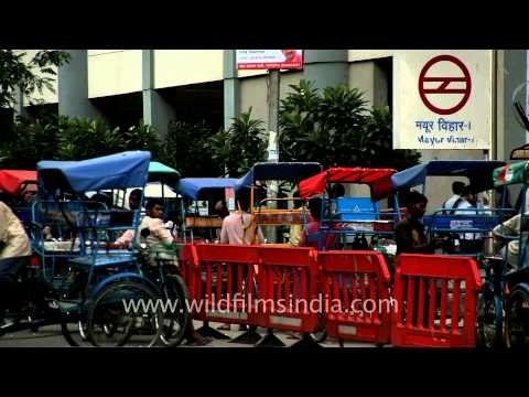 Rickshaw parking outside Mayur Vihar Metro station