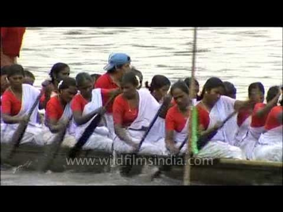 Women's team, racing along the backwaters of Kerala - Nehru Trophy Boat Race