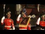 PBG officer blowing silver trumpet presented by President of India
