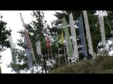 Flags wavering in the wind during Kurjey festival in Bhutan