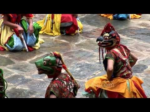 Cham dance during the Tsechu festival at Bumthang in Bhutan