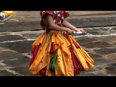 Bhutanese monks perform ritual Cham dance in Bhutan