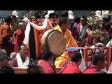 Monks performing the religious ceremony - Tsechu Festival