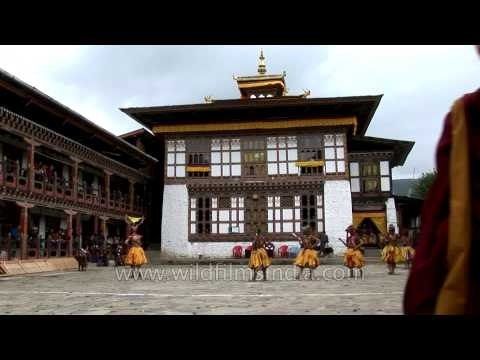 Cham dance at Kurjey Lhakhang monastery in the Bumthang Valley, Bhutan