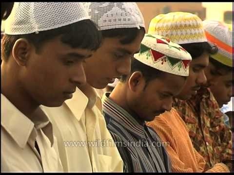 Muslim devotees offering prayer at Jama Masjid