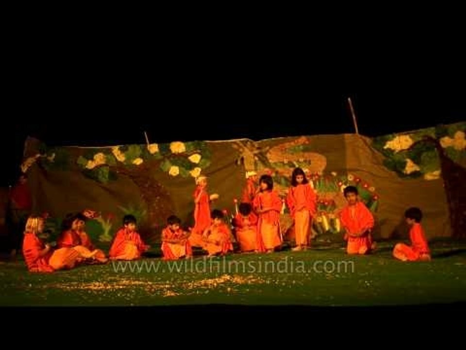 Children performing a play on Ashoka in Pathways School,Gurgaon