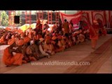 Sadhus waiting for prasad at Samashti Bhandara, Varanasi