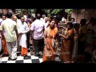 Worshippers of Krishna dancing on Janmashtami