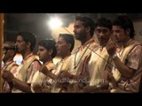 Young priests singing 'Ganga aarti' at Varanasi Ghat