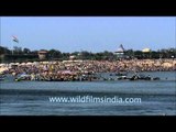 Allahabad: Pilgrims gathered at Sangam during Kumbh Mela festival